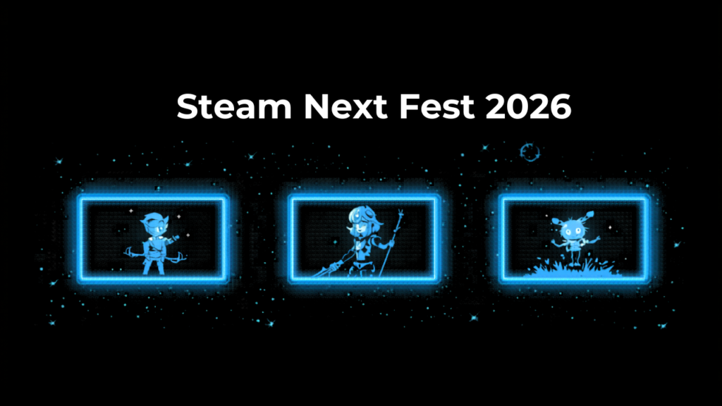 futuristic gaming cosmos with indie characters for steam next fest 2026